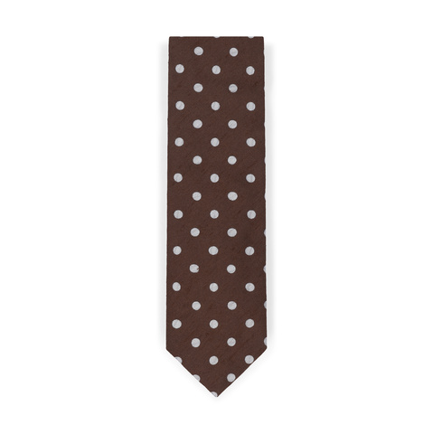 Brown Shantung Polka Silk