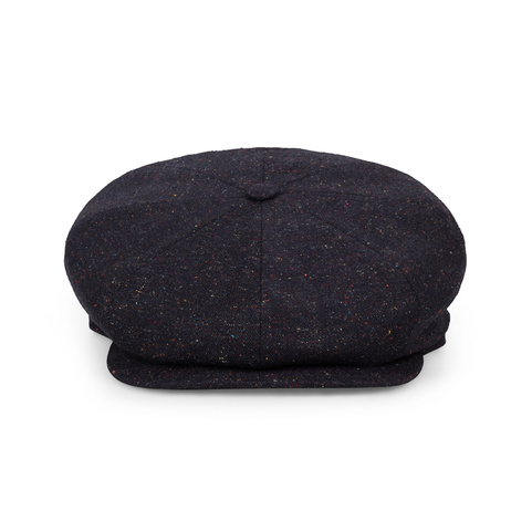 Navy Fleck Wool & Silk Baker Boy