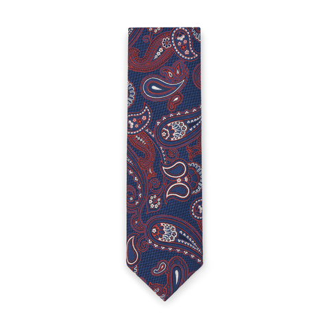 Navy Rust Paisley Tie