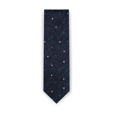 Graphite Blue Polka Silk Tie