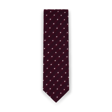 Burgundy Spot Wool Silk Tie