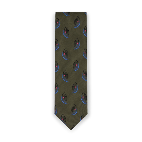 Green Blue Pink Crescent Silk Tie