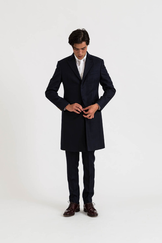 Navy Wool Dreyfus Overcoat