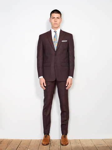 Burgundy Herringbone Wool