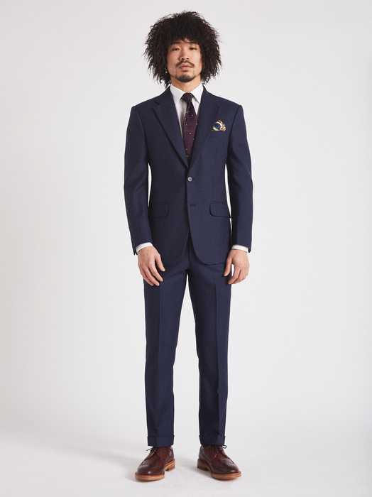 Navy Pin Stripe Wool