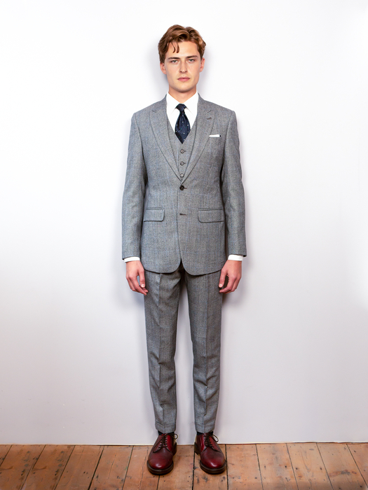 Grey Geln Check Wool Cashmere