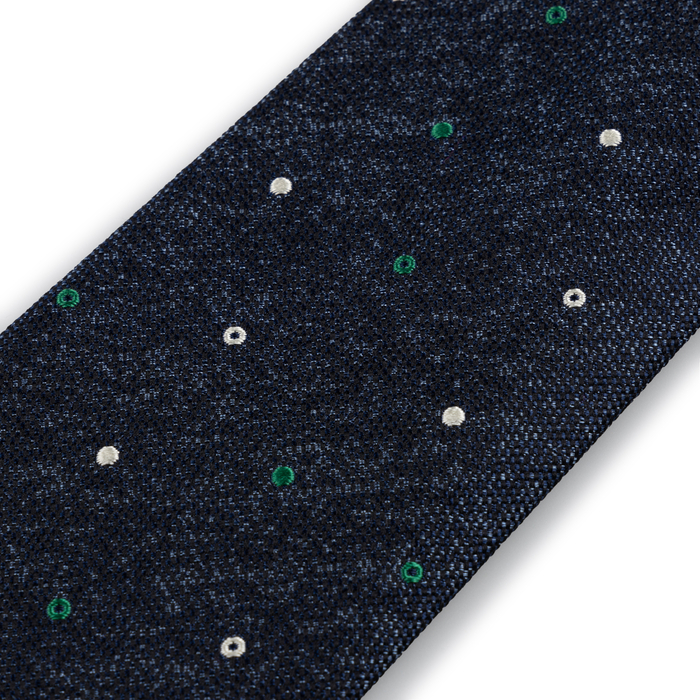 Graphite Blue Polka Silk Tie