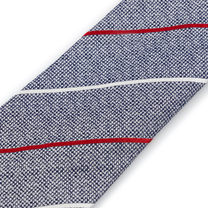 Light Grey Stripe Cotton Silk Tie