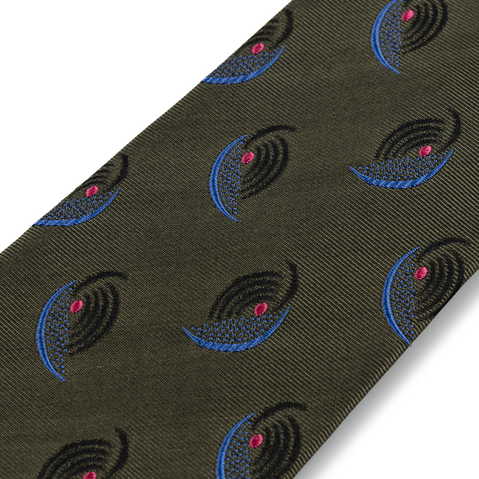 Green Blue Pink Crescent Silk Tie