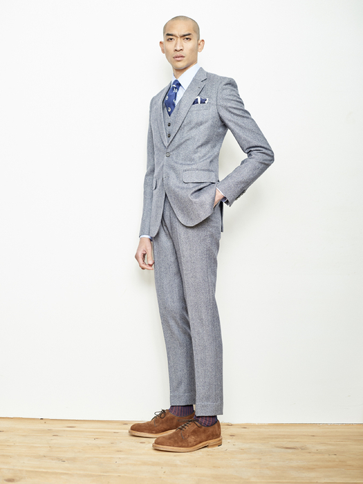 Grey Herringbone Wool