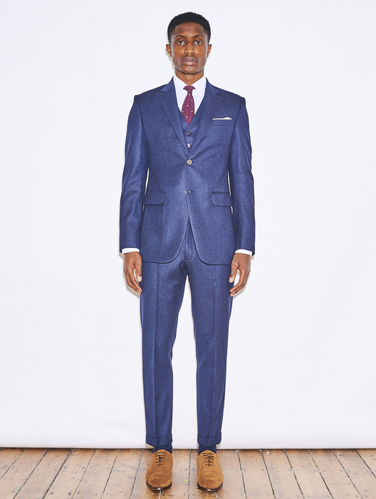 Navy Blue British Flannel Suit
