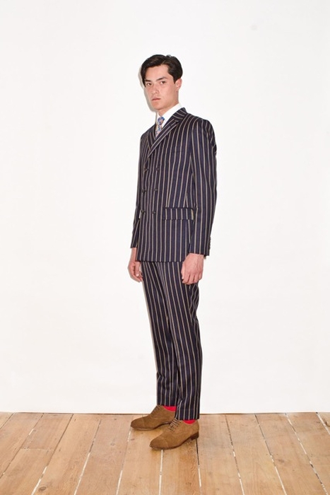 Navy Boat Stripe Wool Suit