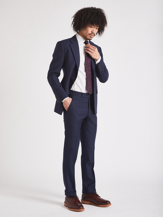 Navy Pin Stripe Wool