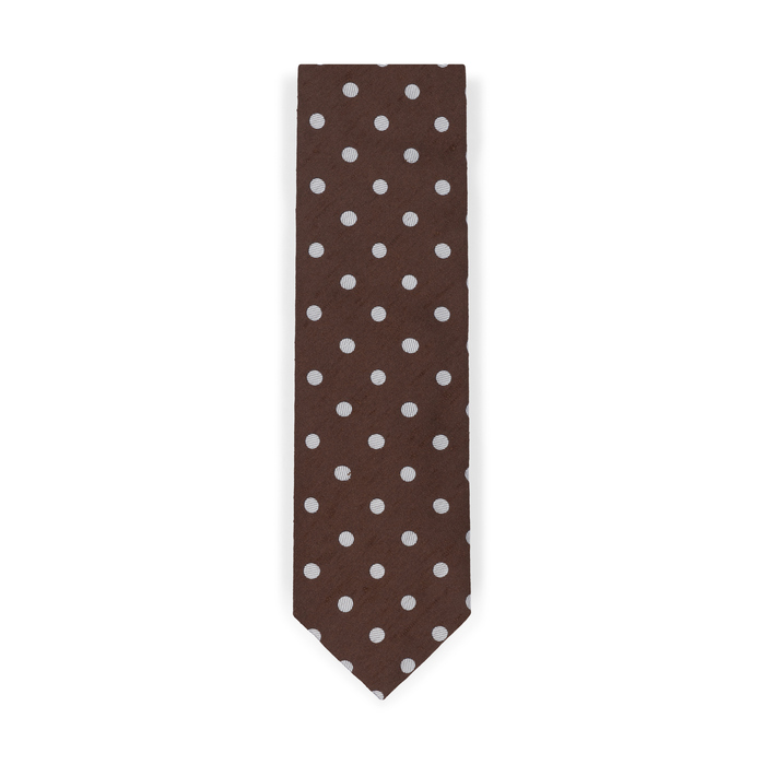 Brown Shantung Polka Silk