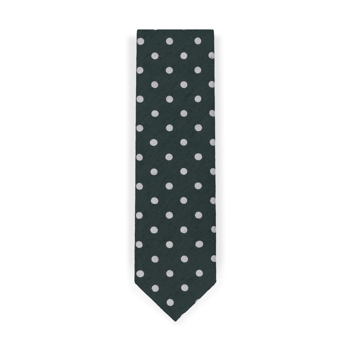 Green Polka Shantung Silk