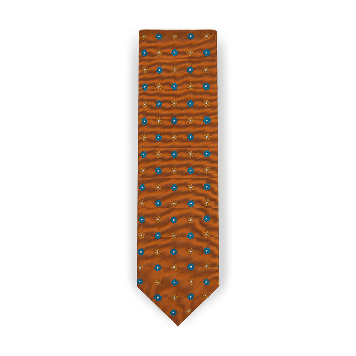 Ochre Floral Silk Tie