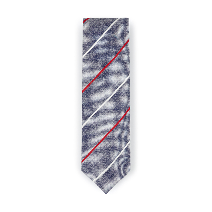 Light Grey Stripe Cotton Silk Tie