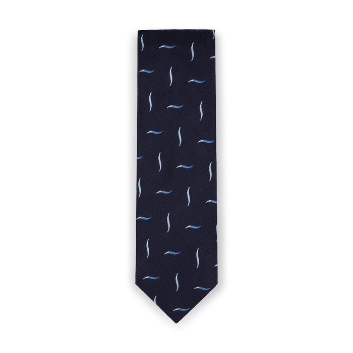 Navy Blue Wave Silk Tie