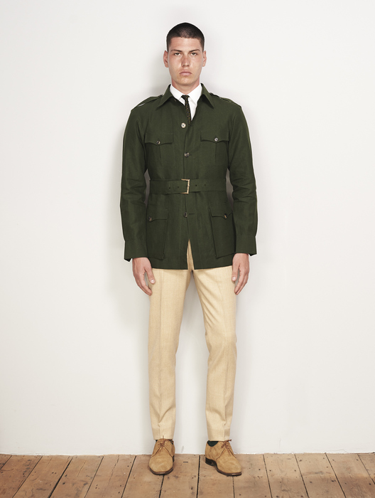 Green Linen Safari Jacket