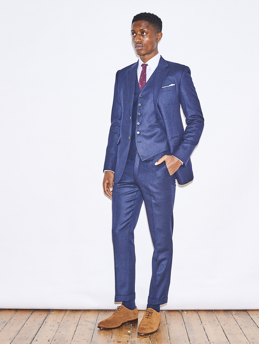 Navy Blue British Flannel Suit