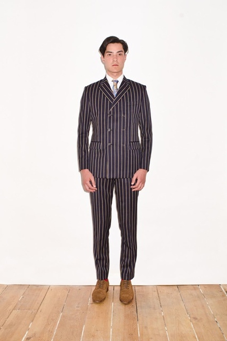 Navy Boat Stripe Wool Suit