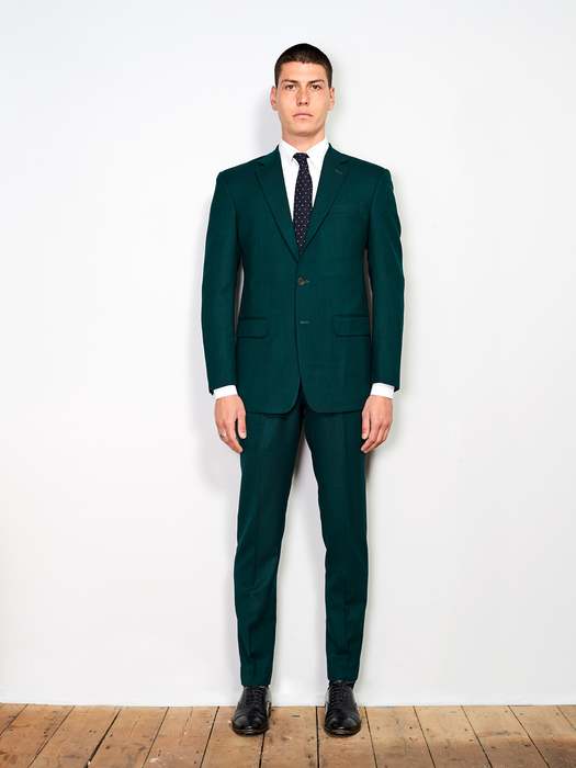 Emerald Herringbone Wool