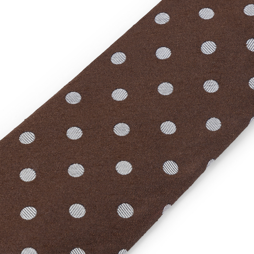 Brown Shantung Polka Silk