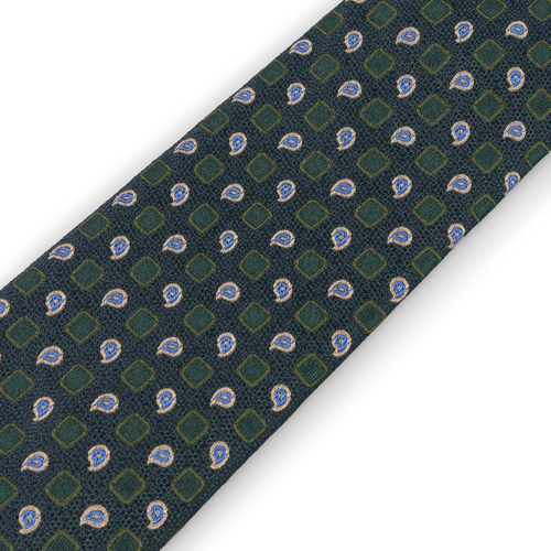 Green Blue Paisley Silk Tie