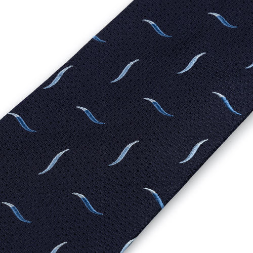 Navy Blue Wave Silk Tie