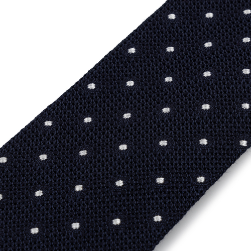 Navy Spot Wool Silk Tie