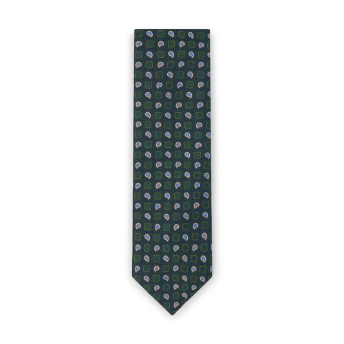 Green Blue Paisley Silk Tie