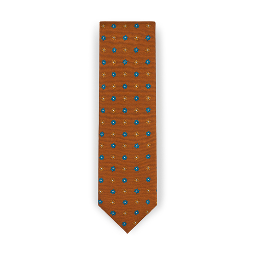 Ochre Floral Silk Tie