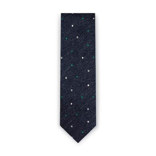 Graphite Blue Polka Silk Tie