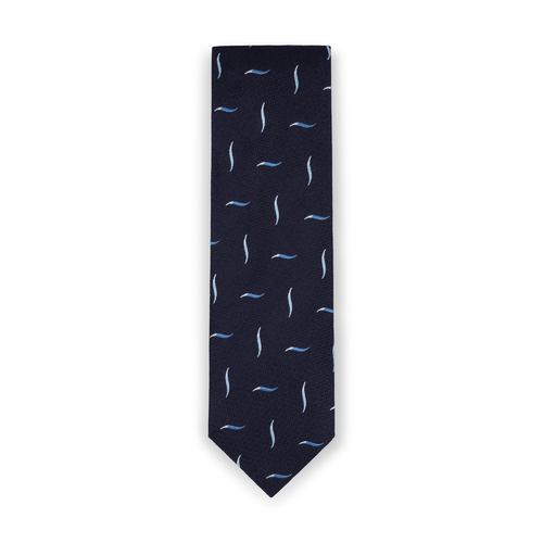 Navy Blue Wave Silk Tie