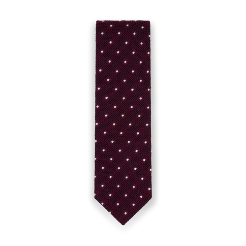 Burgundy Spot Wool Silk Tie