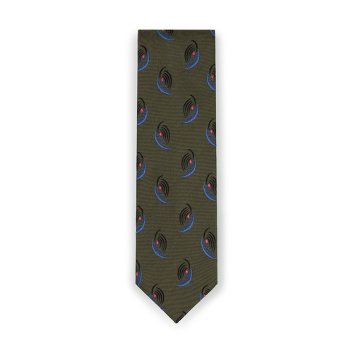 Green Blue Pink Crescent Silk Tie