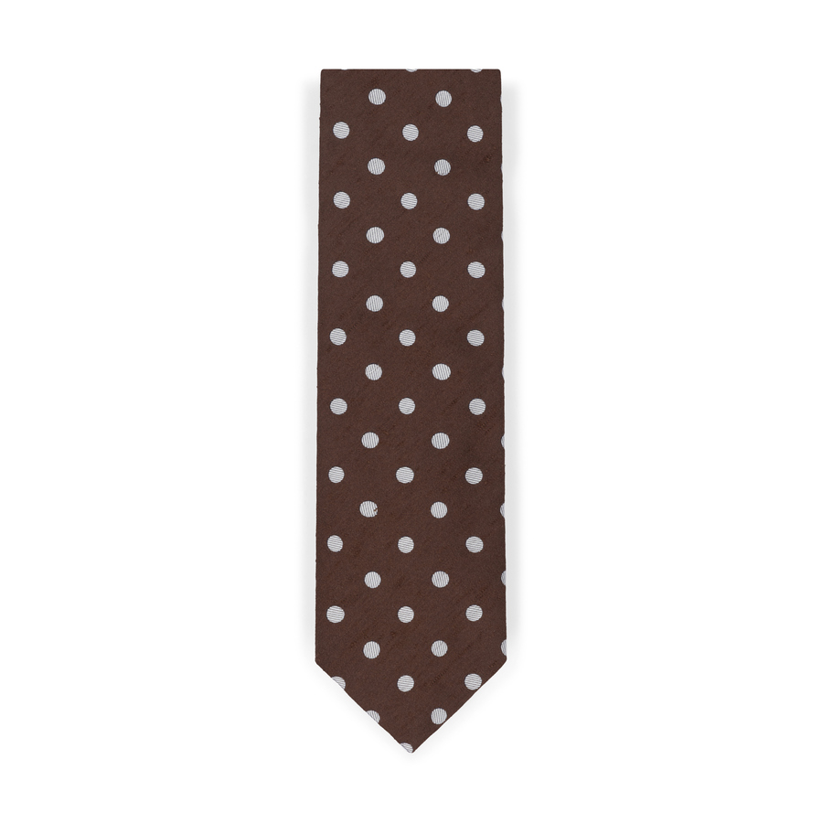 Brown Shantung Polka Silk