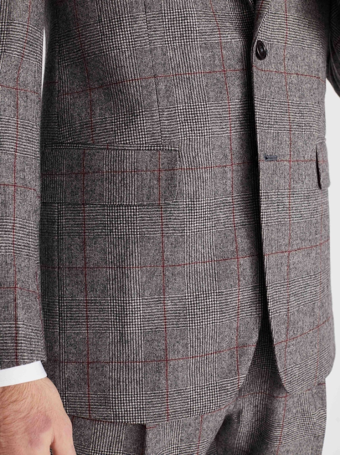 Image of Grey Burgundy Glen Check Flannel