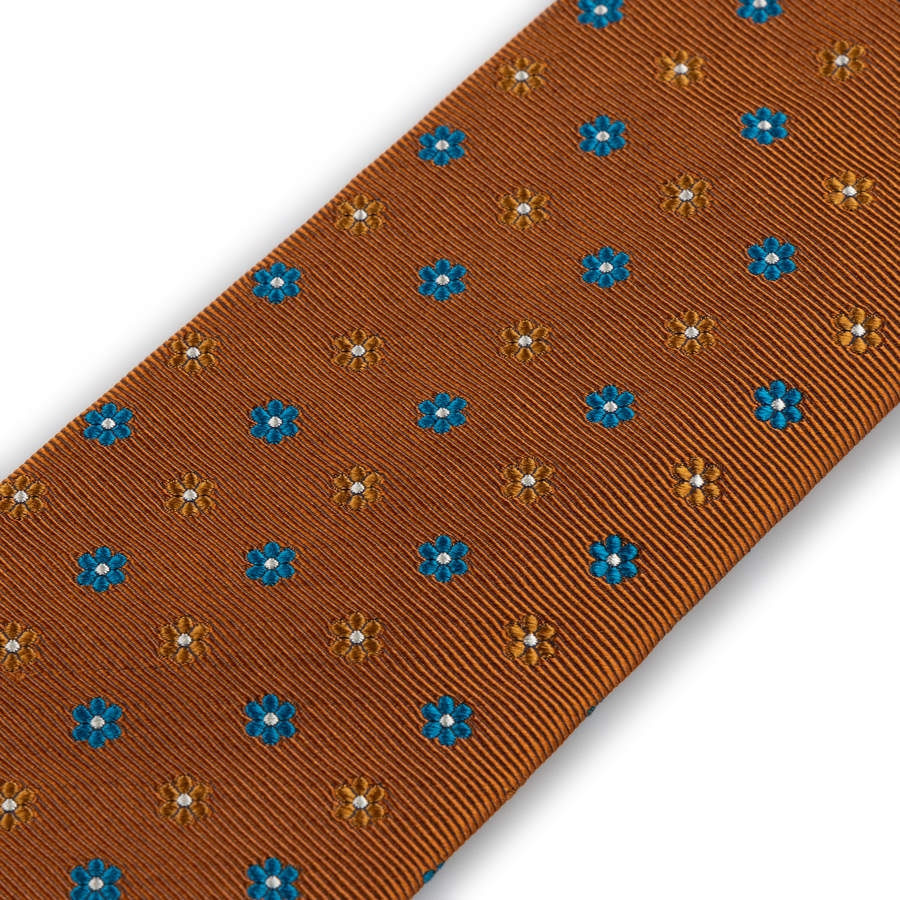 Image of Ochre Floral Silk Tie