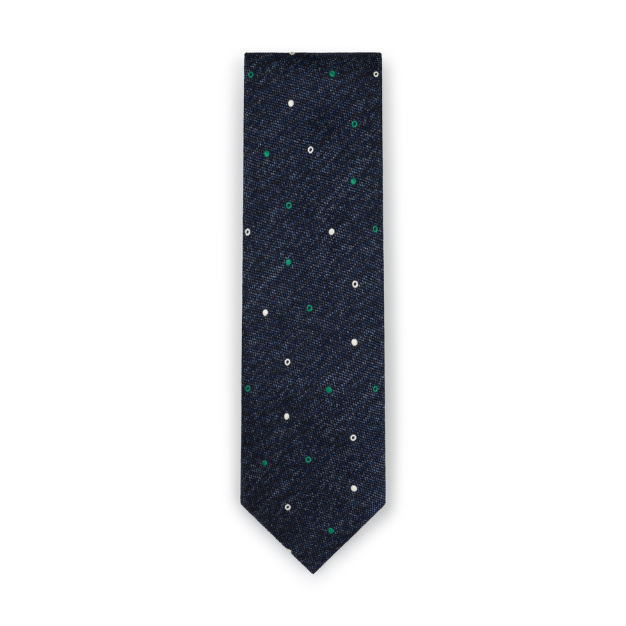 Graphite Blue Polka Silk Tie