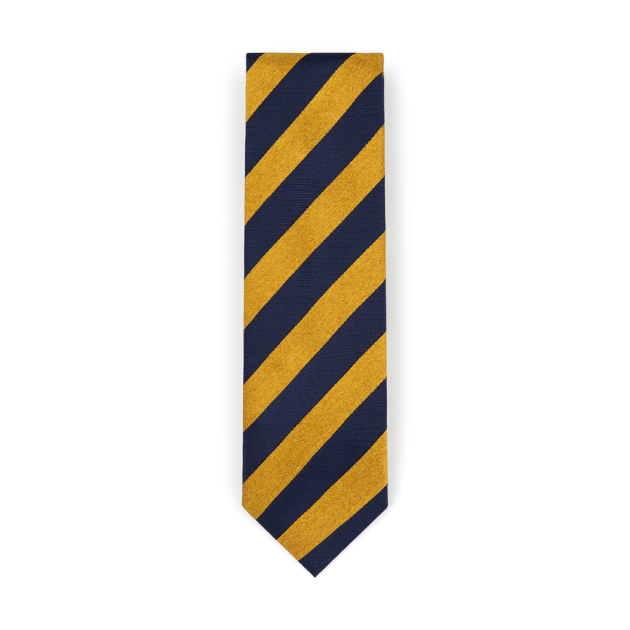 Gold Navy Stripe Silk Tie