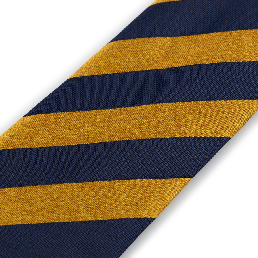 Image of Gold Navy Stripe Silk Tie