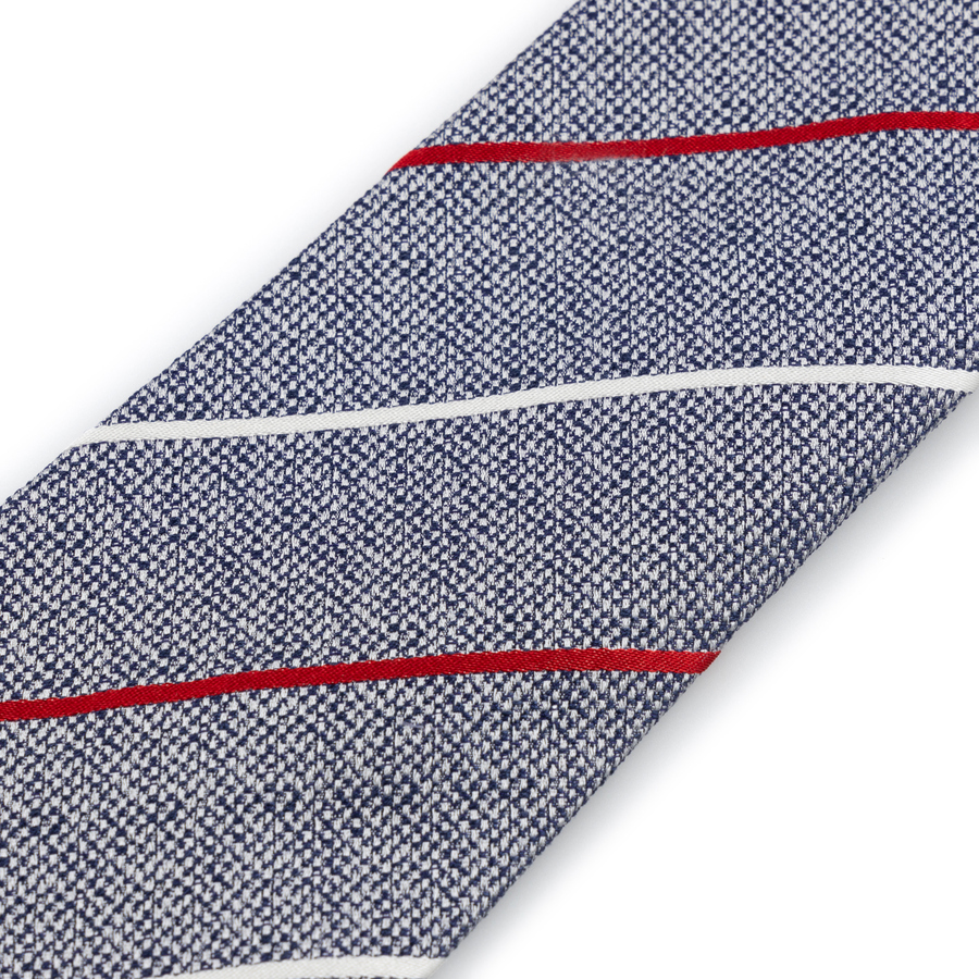 Image of Light Grey Stripe Cotton Silk Tie