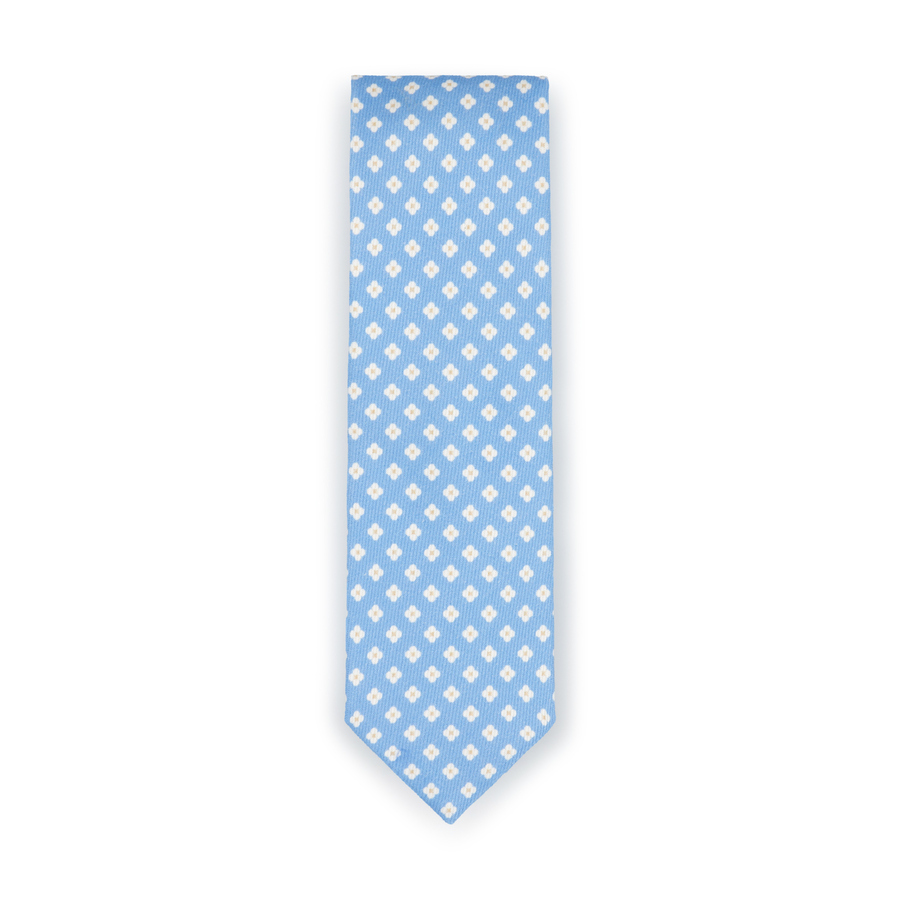 Light Blue Flower Silk Tie