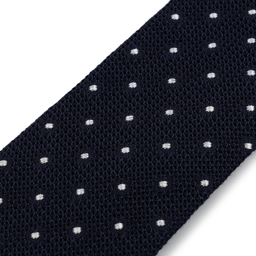 Image of Navy Spot Wool Silk Tie