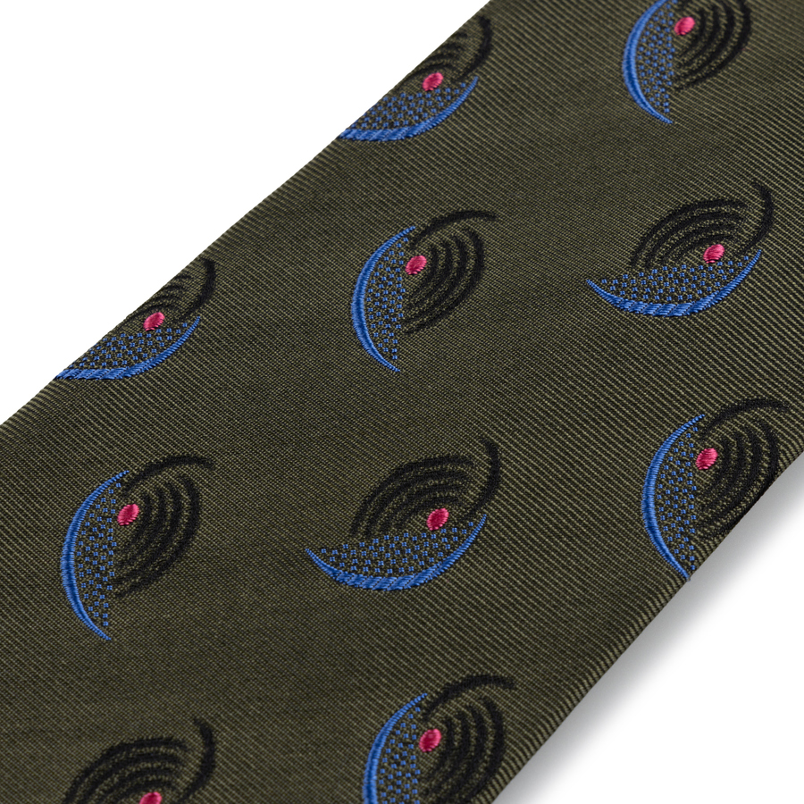 Image of Green Blue Pink Crescent Silk Tie