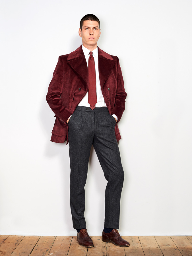 Image of Burgundy 8 Wale Cord Brutus Coat