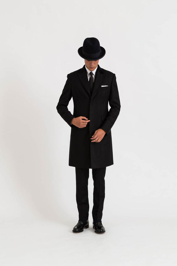 Image of Black Wool Dreyfus Overcoat