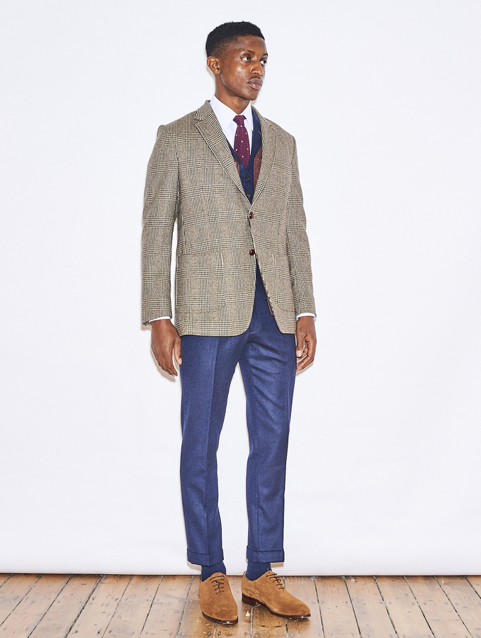 Image of Brown Check Lambswool Blazer