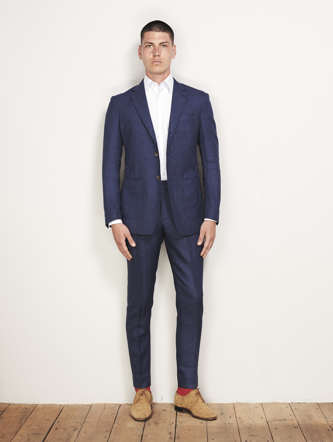 Image of Navy Wool Linen